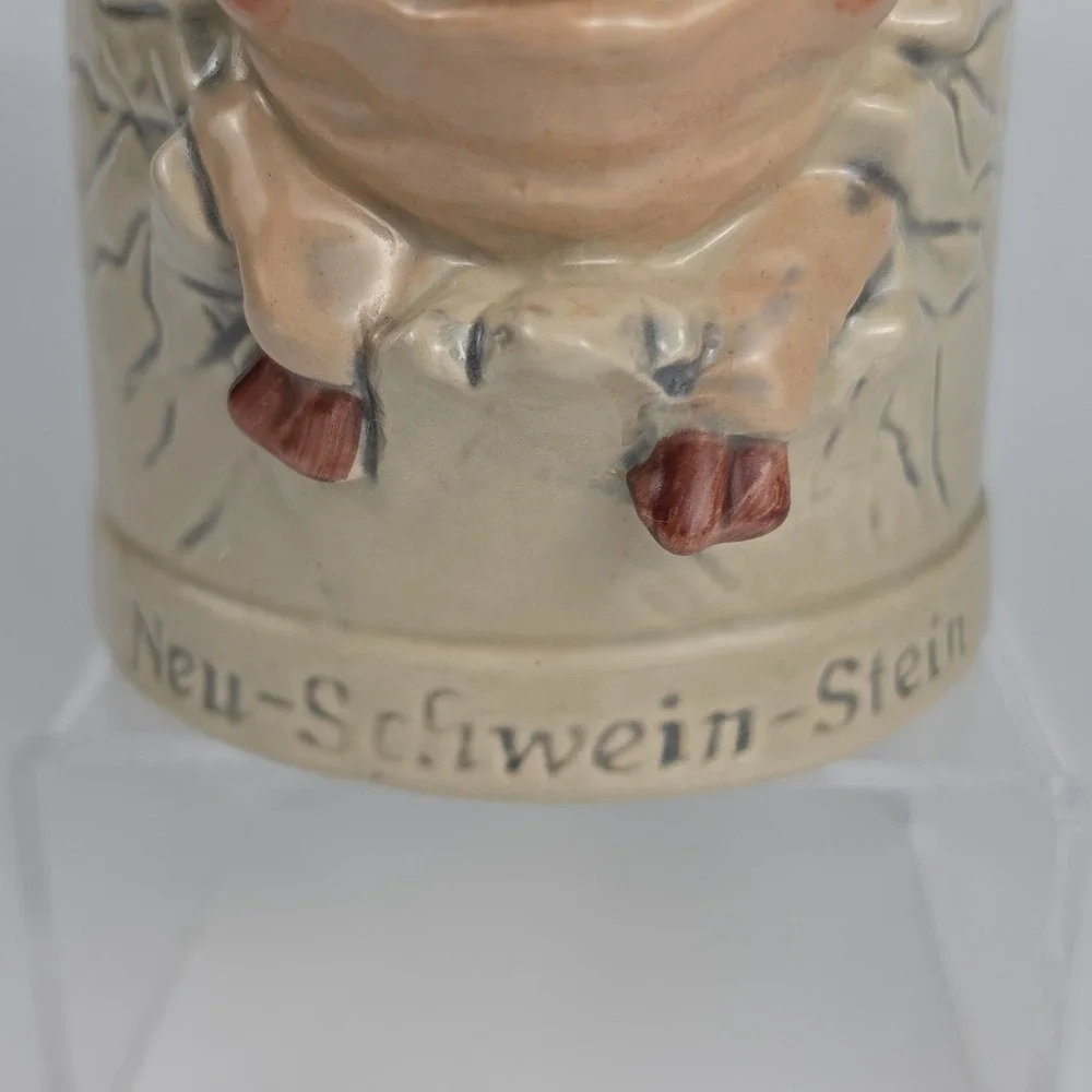 Diener Neu Schwein Stein German Pig Stoneware Character Stein Pewter Lid